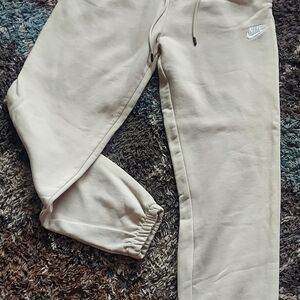 Nike Fleece Joggers Sweatpants | Beige | Size Small